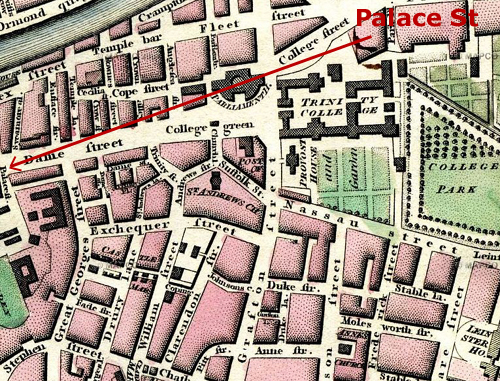 Dublin map showing Palace Street