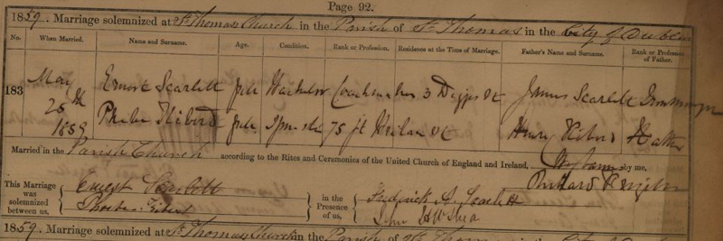Phoebe Kiberd's marriage church entry