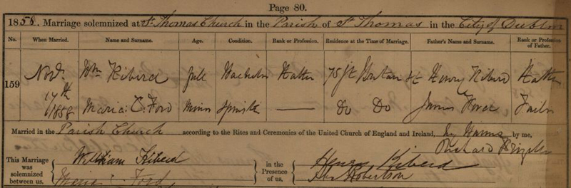 William Kiberds marriage church entry 